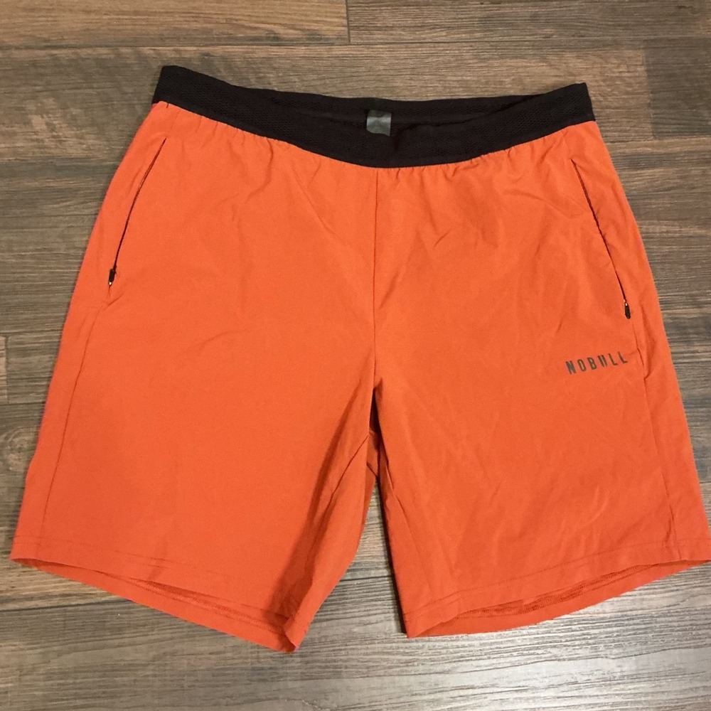 NOBULL Athletic Training Shorts Burnt Orange Zipper Pockets XL